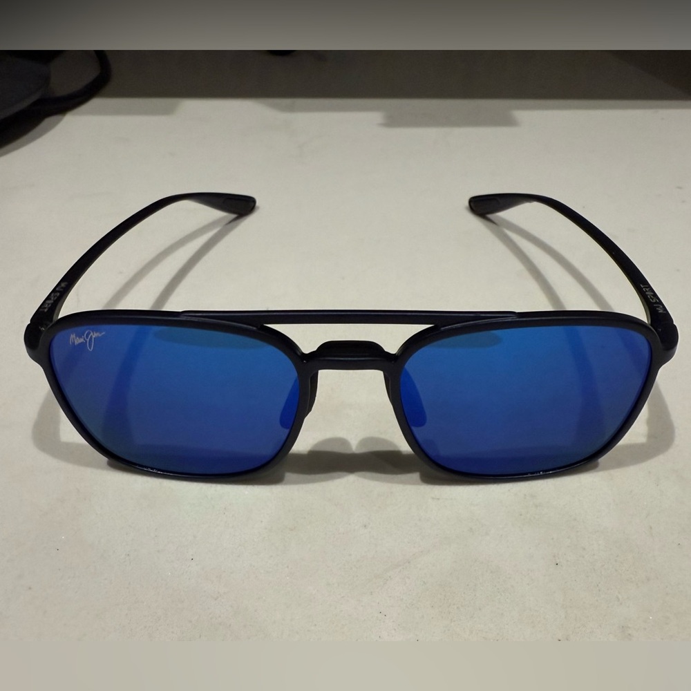Maui Jim Keokea Polarized Aviator Sunglasses in Matte Blue